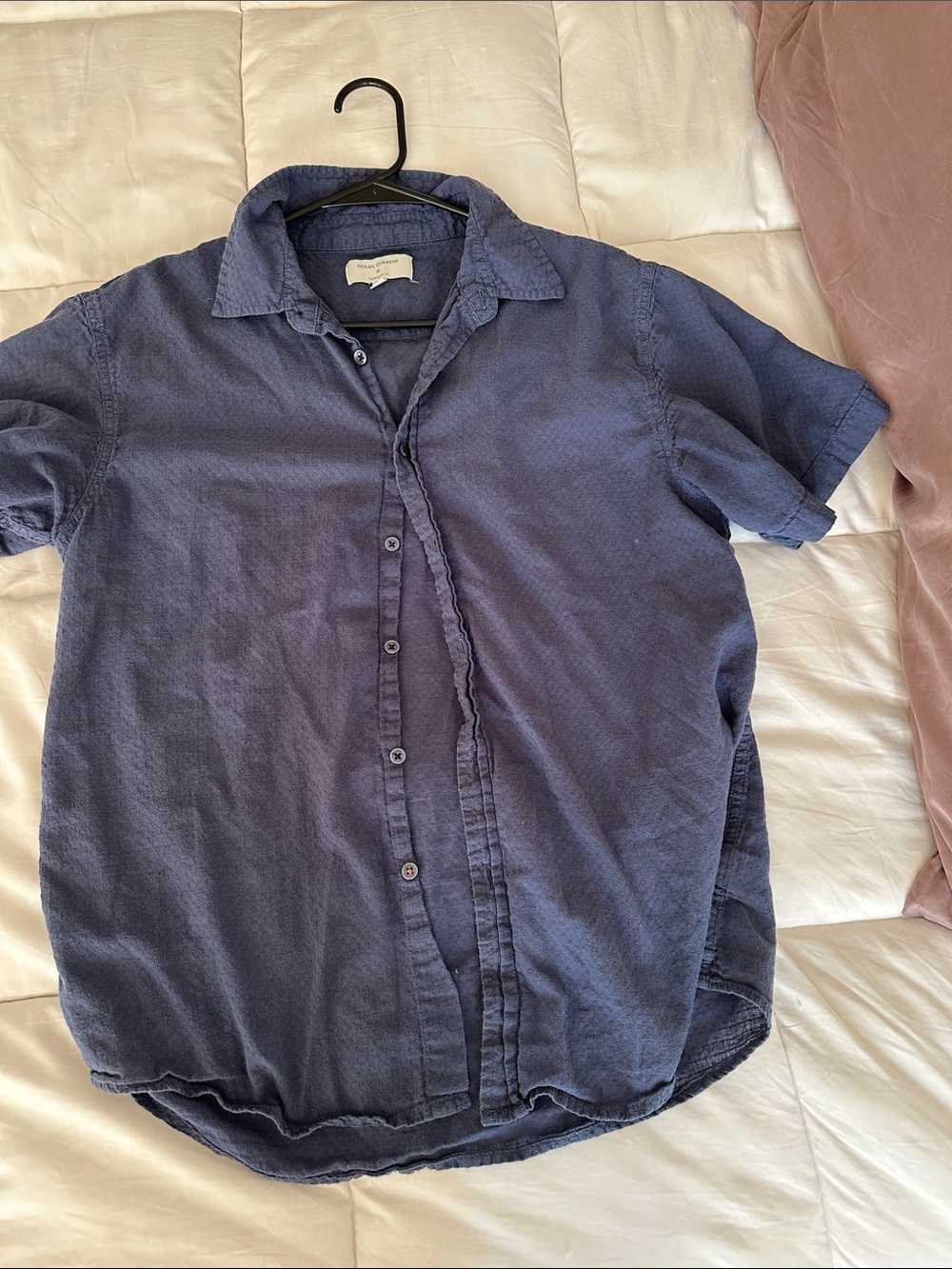Ocean Current 100% Cotton Men's Short Sleeve Button-Down Shirt in Navy